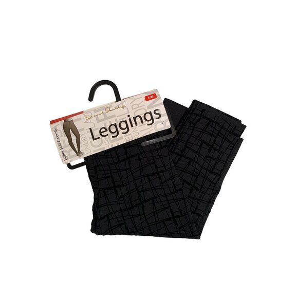 Richard Laundry S/M Super Soft & Comfy Leggings Black Geometric Pattern - Picture 1 of 4